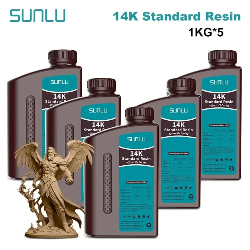 SUNLU 5KG Standard Plus/14K Standard Resin 1KG/Bottle 405nm Rapid UV-Curing Photopolymer Resin For LCD 3D Printer Material