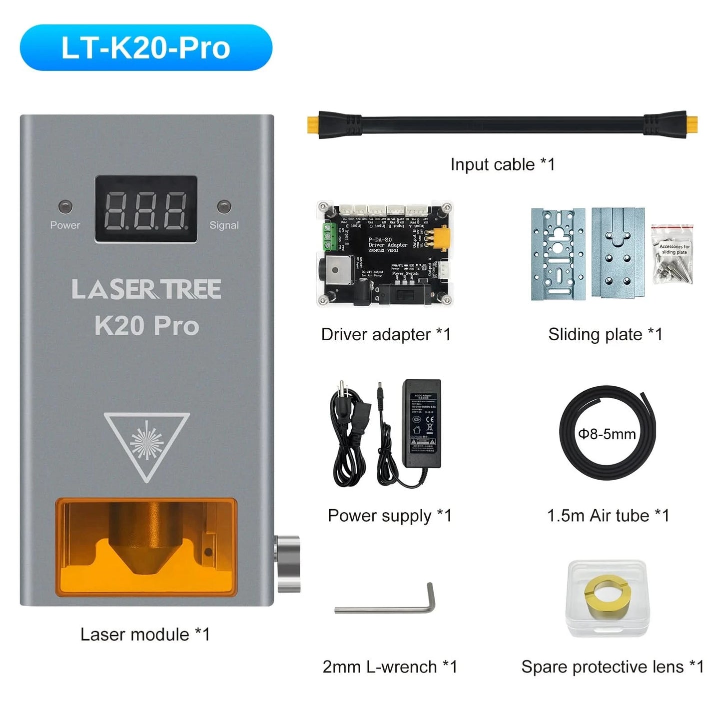 LASER TREE 10W 20W 30W 40W Optical Power Laser Head with Air Assist 450nm Blue Light TTL Module for Laser Engraving Cutting Tool