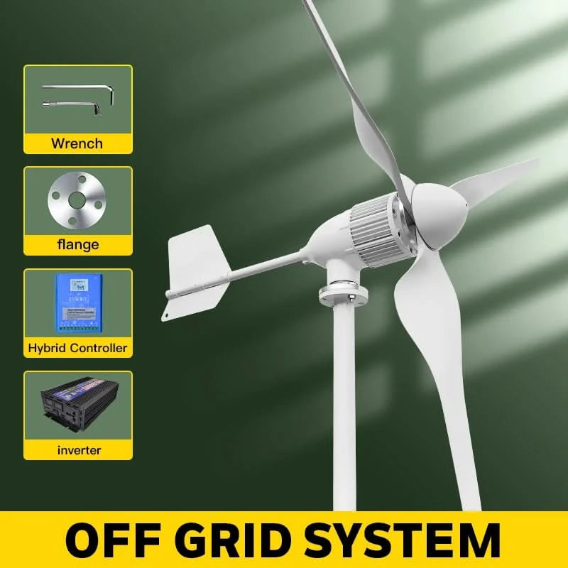 5000w 2kw Horizontal Wind Turbine Generator 96V 48V 24V Free Energy Magnetic Dynamo Strong Power 220v Inverter Output For Home
