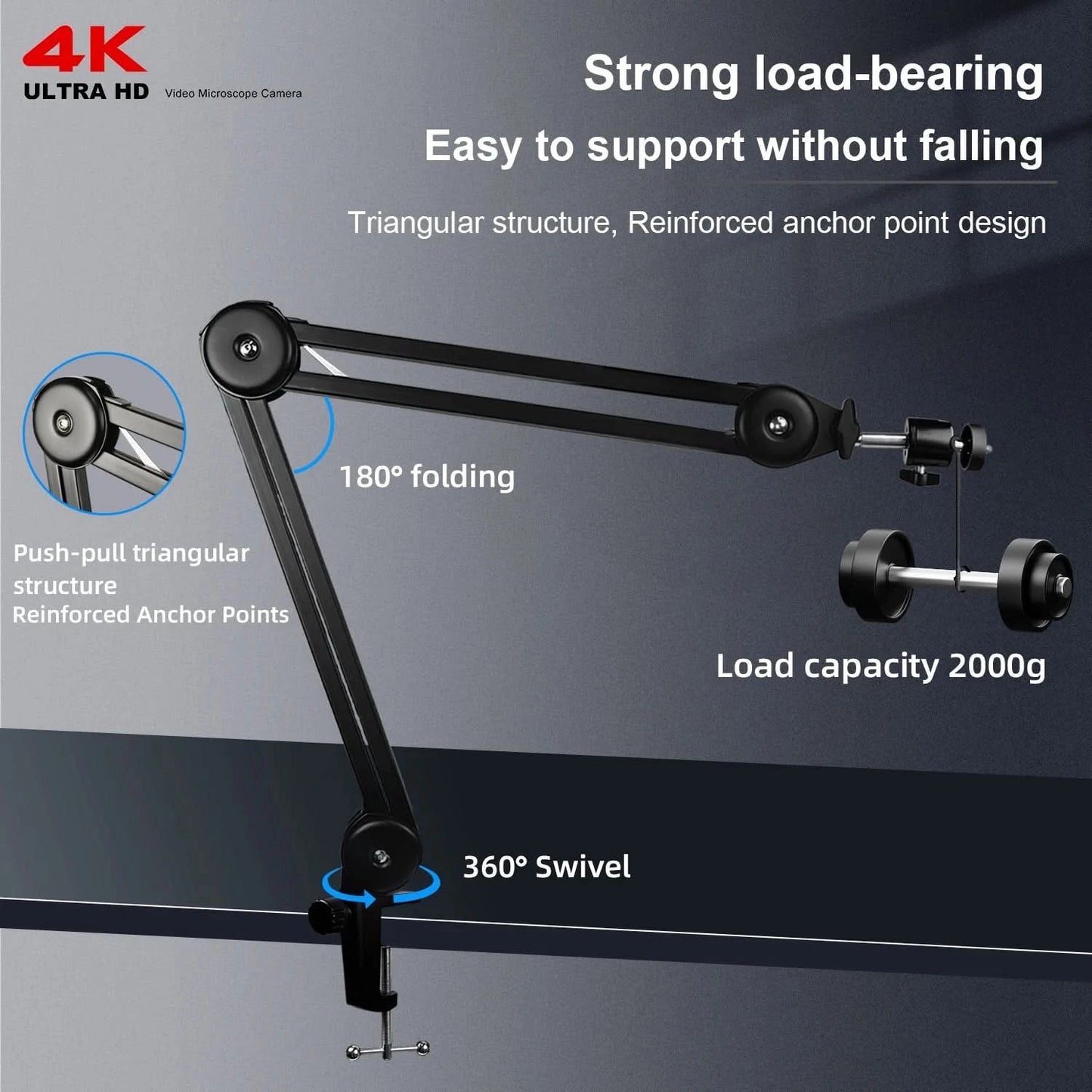 Full HD 4K Electron Microscope For Soldering IMX415 48MP HDMI USB Digital Camera 150X Lens Reinforced Bracket Reduces Vibration