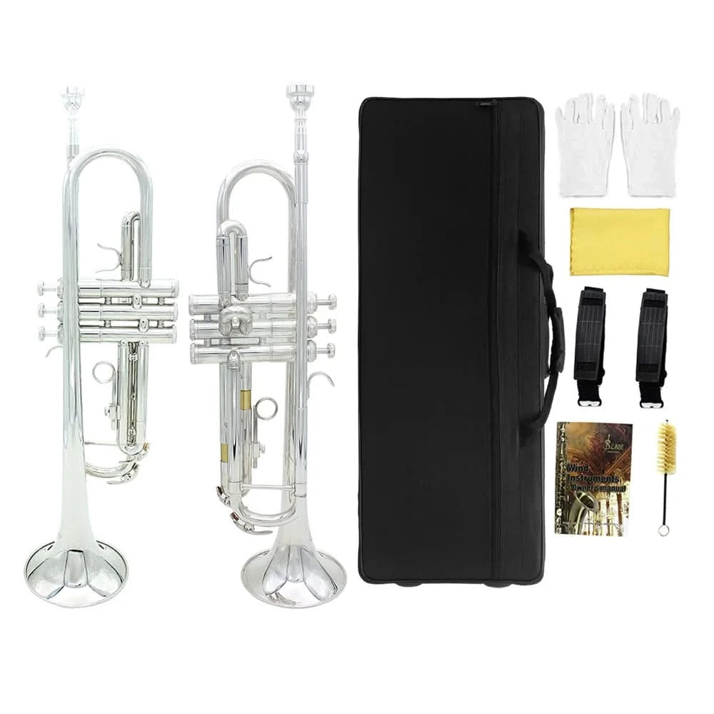 SLADE Bb Trumpet Brass body Gold-Plated B Flat Trumpet Professional Performance Brass Musical Instrument with Case Mouthpiece