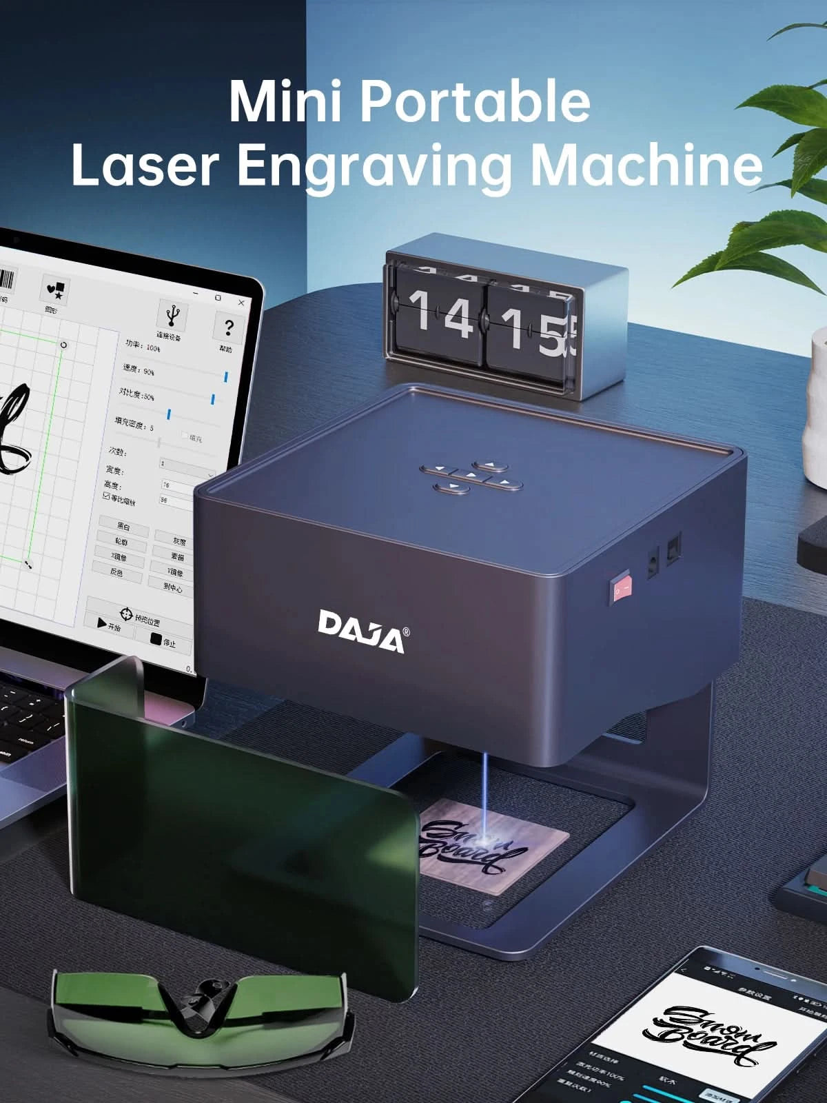 DAJA DJ6 Laser Engraver Logo Marker Machine for Household Woodwork Marking Machine Support Wireless BT Mobile Phone App Control