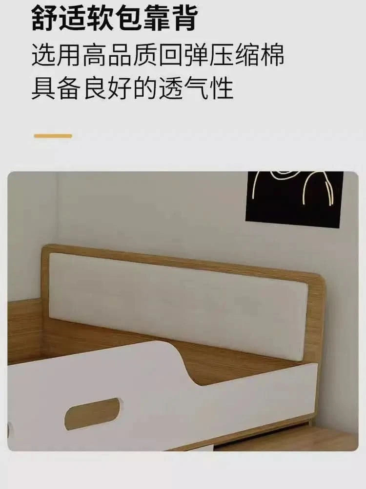 Small apartment solid wood high box storage bed wardrobe integrated, bed desk combination bed, multi-functional elevated bed
