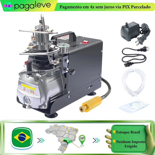 NUOGE AUTO-STOP 4500Psi 300Bar PCP Air Compressor  Electric High Pressure Compressor Scuba Diving Tank Filling