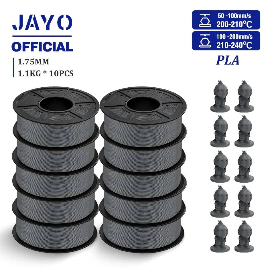 JAYO PLA Filament 1.75MM 10Rolls/set PLA 3D Printer Filament Multicolor For FDM 3D Printers Neatly Wound 3D Printing Materials