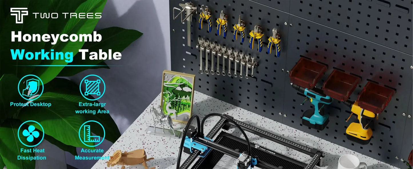 TWOTREES Honeycomb Working Table for CO2/Diode Laser Engraving and Cutting Machine | Durable Laser Metal Bed CNC tools