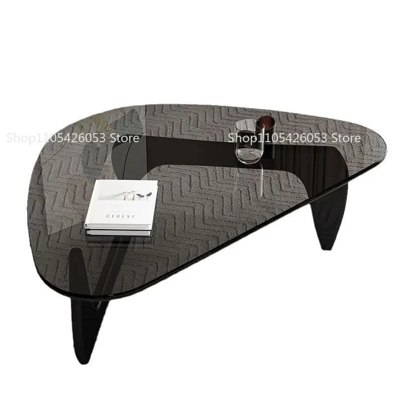 Modern simple creative round coffee table household small apartment living room tempered glass coffee table Internet celebrity
