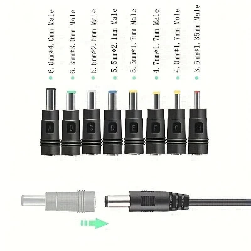 8Pcs AC DC 5.5X 2.1 MM Female Jack Plug Adapter Connectors TO 6.3 6.0 5.5 4.8 4.0 3.5mm 2.5 2.1 1.7 1.35mm Male Power Adaptor