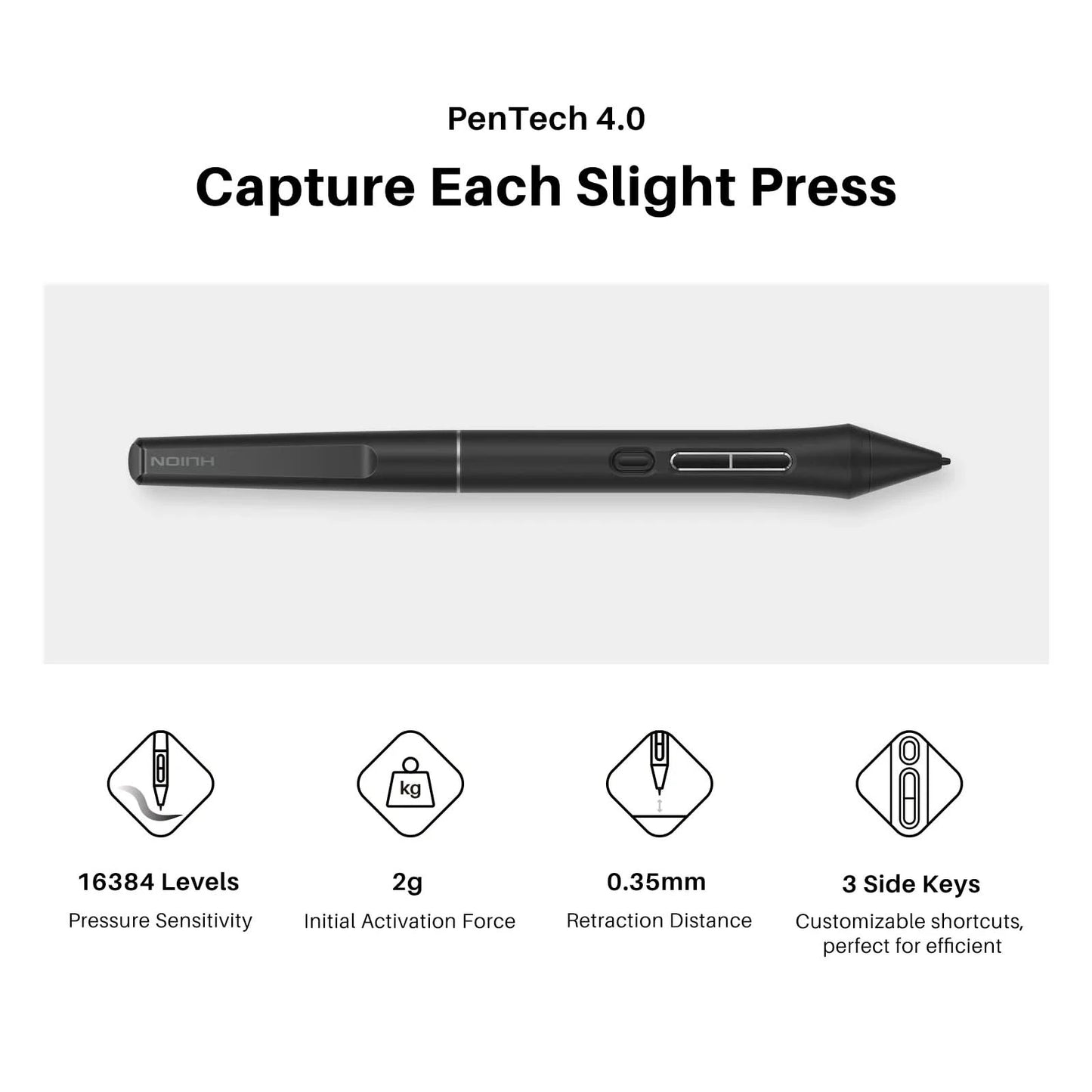 Huion Kamvas 13 Gen 3 Drawing Display 13.3" Art Tablet+Anti-sparkle Canvas Glass, 99% sRGB, PenTech 4.0 16384 Pen Pressure