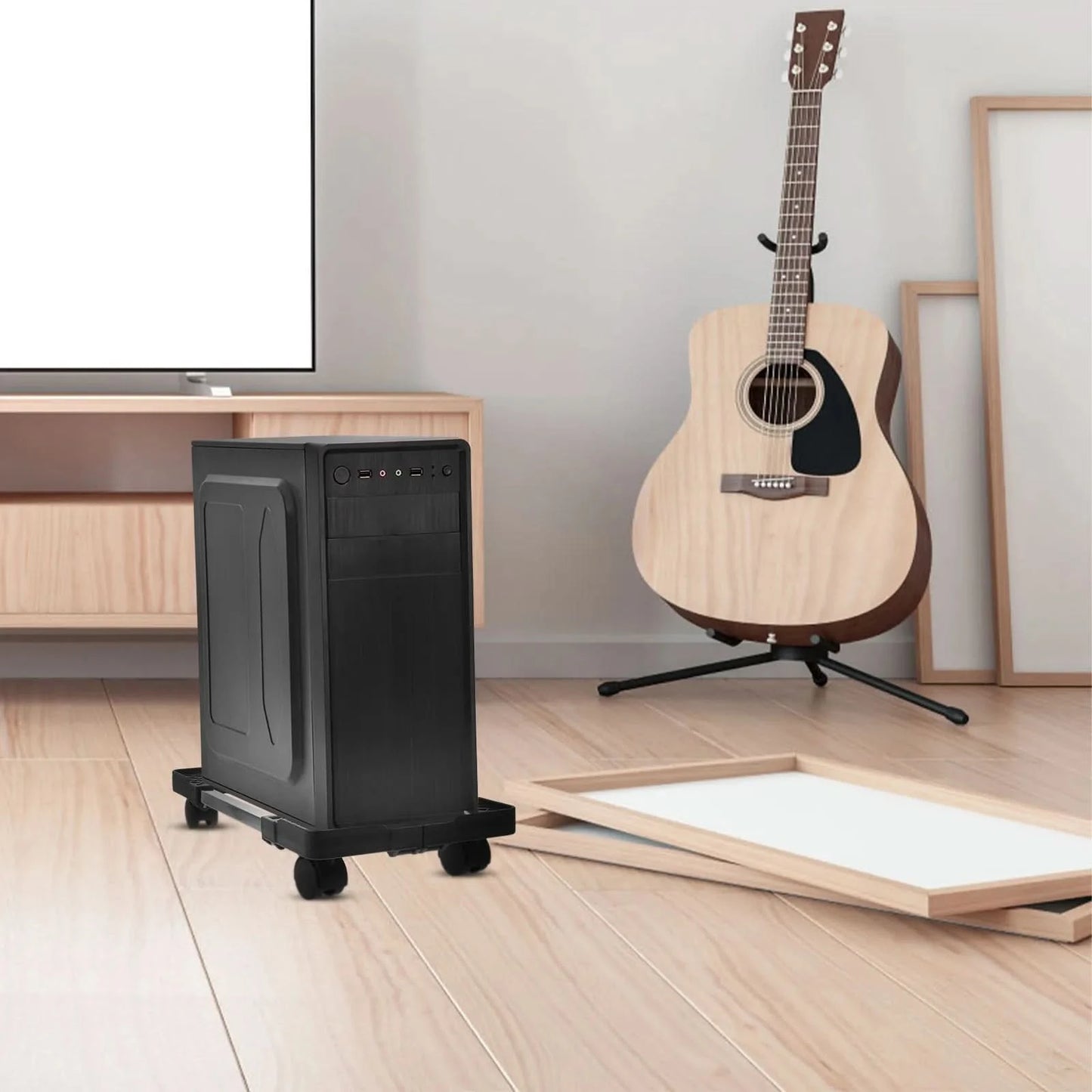 Pc Stand for Desktop Tower Computer with 4 Smooth Casters Movable Under Desk Floor Use Strong Stable Structure Polished Edges