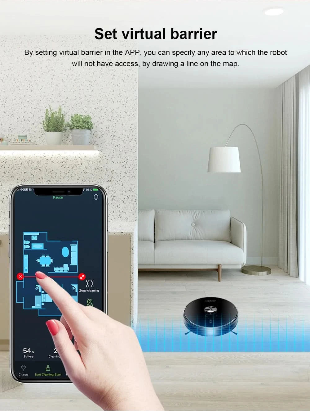 Liectroux/LILIN X6 Robot Vacuum Cleaner,Laser System,6500Pa,Smart Home Appliance,Restricted Area Map,Zone Cleaning for Carpet