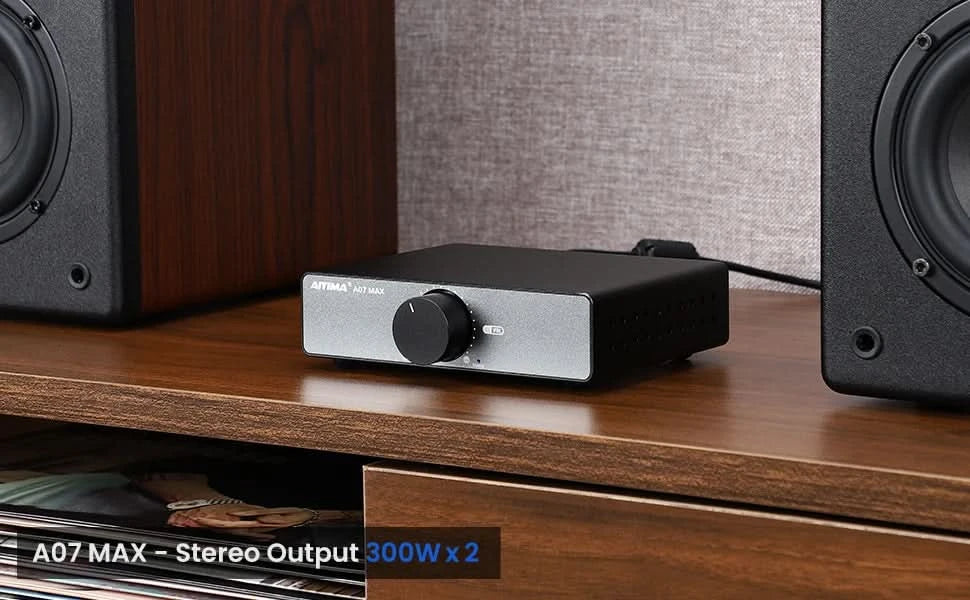 AIYIMA Audio A07 MAX Stereo Amplifier 300W X2 TPA3255 Power Amp 2 Channel Bridgeable Mono 600W  Amplifier for Passive Speaker