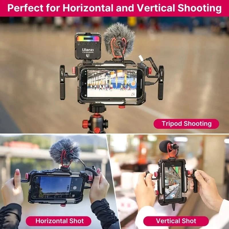 Ulanzi Lino Smartphone Cage for iPhone 16 15 14 13 X XR XS Max Mini/Pro/Pro Max Smartphone Handle Grip Phone Vlog Video