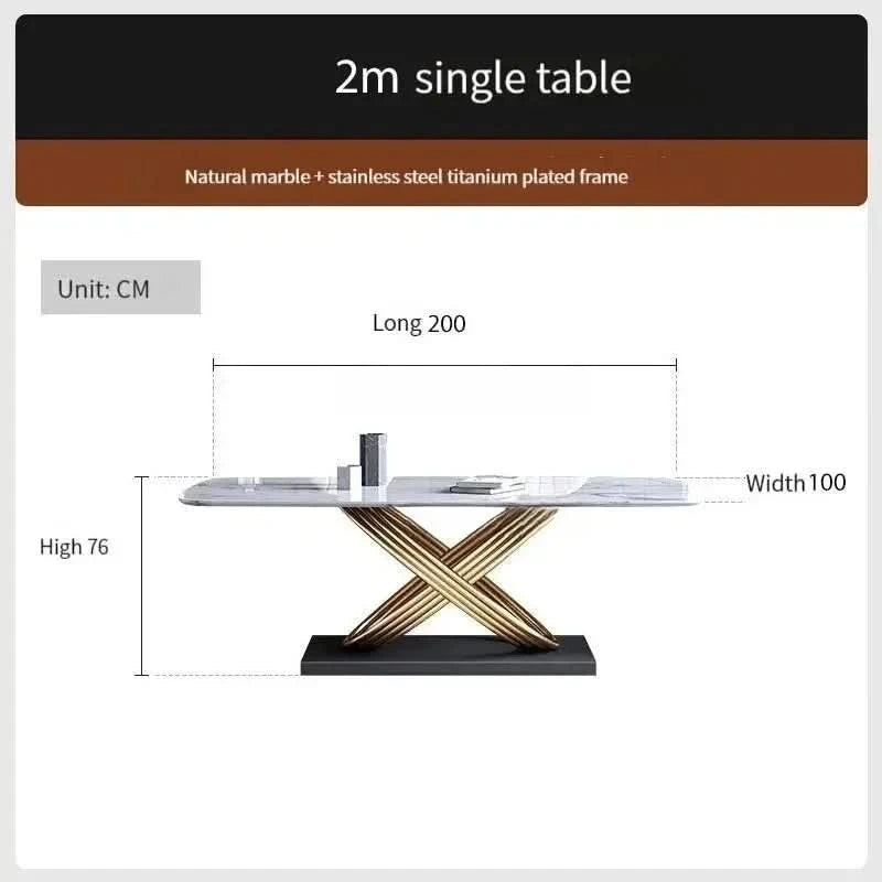 Modern Dining Table With Stainless Steel Finish Black White Desk Top For Six People Home Rectangle Luxury Marble Kitchen Table