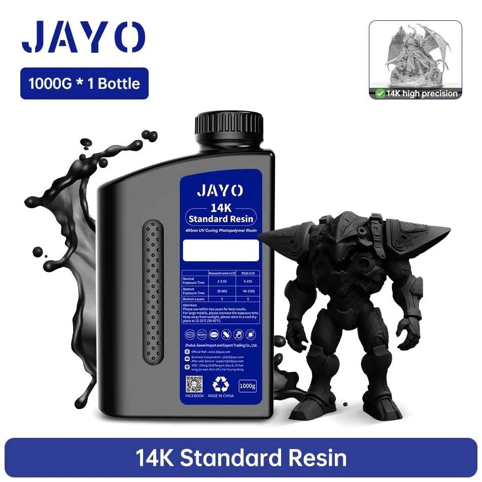 JAYO UV Resin ABS Like/Standard/Plant based/Nylon Like/Water-Wash 1KG 405nm Liquid Rapid UV Curing For LCD 3D Printing Material