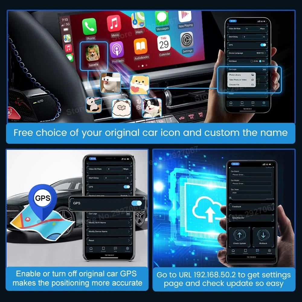 CarlinKit 5.0 4.0 Wireless CarPlay Adapter Android Auto Dongle Multi-Device Supported Wired To Wireless CarPlay Box Auto Connect