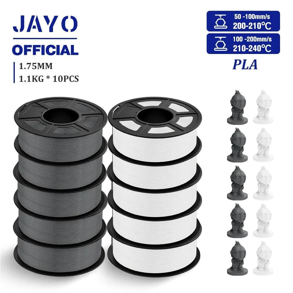 JAYO PLA Filament 1.75MM 10Rolls/set PLA 3D Printer Filament Multicolor For FDM 3D Printers Neatly Wound 3D Printing Materials