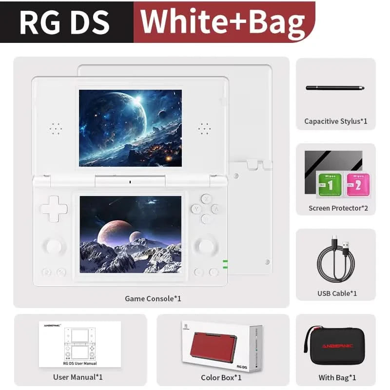 ANBERNIC RG DS Handheld Game Console 4" IPS Multi-touch Screen Android RK3568 64-bit 4000mAh Dual-screen Flip Video Games Player