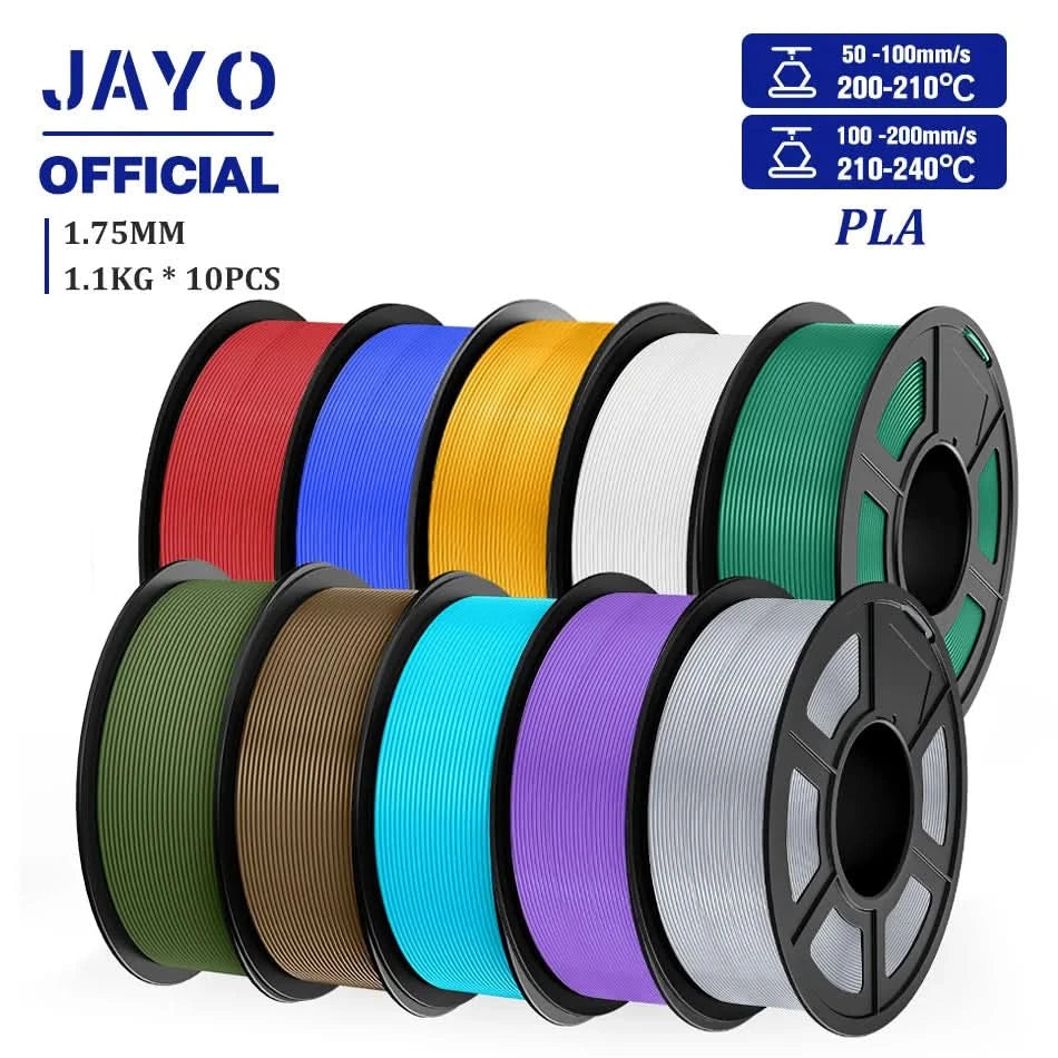 JAYO PLA Filament 1.75MM 10Rolls/set PLA 3D Printer Filament Multicolor For FDM 3D Printers Neatly Wound 3D Printing Materials