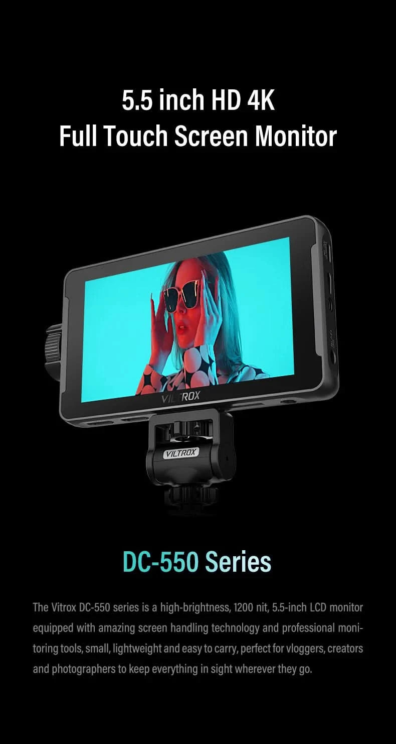 VILTROX DC-550 5.5 Inch Profissional Camera Studio Monitor 4K 30Hz HDMI Touch Screen Field 3D LUT Director Monitor 1920x1080