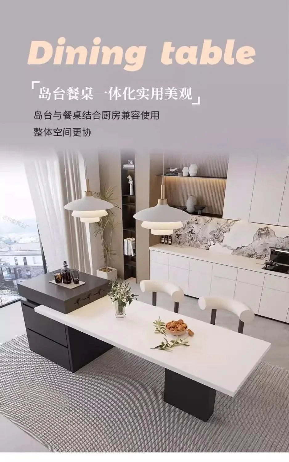 Kitchen Island Cart with Extendable Dining Table for 4-6 Person Rolling Kitchen Island with Slate Top Storage Kitchen Island Bar