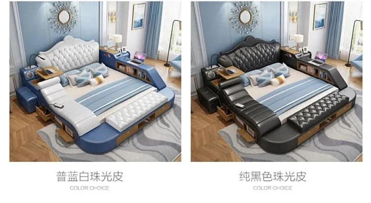 Headboard Storage Double Bed Queen Drawers King Size Smart Bed Luxury Princess Modern Letto Matrimoniale Bedroom Furniture