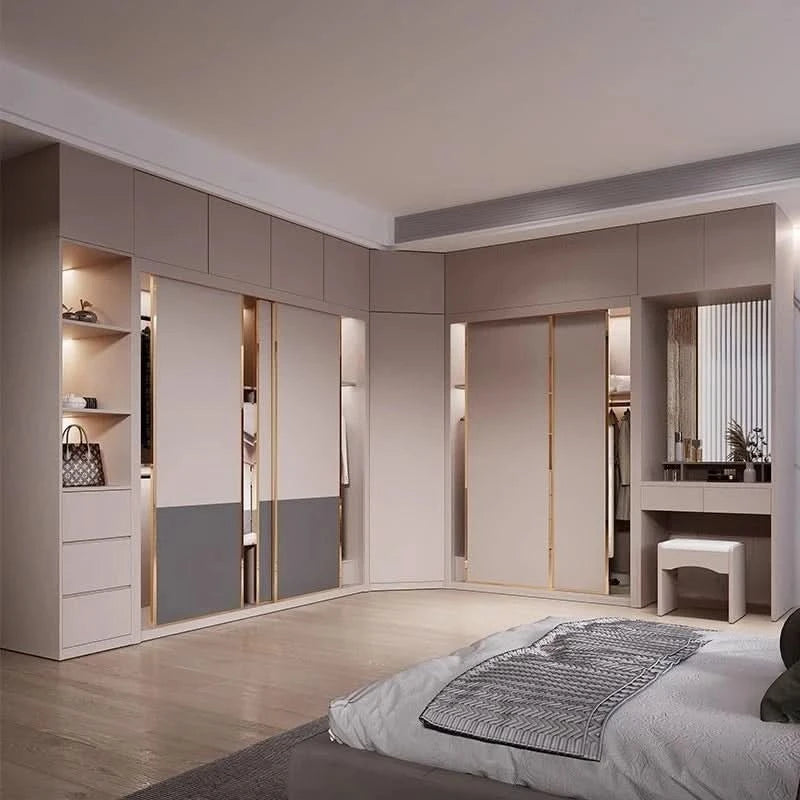 Light luxury sliding door clothes closet simple moder household bedroom wardrobe large storage armoire de rangement Furniture