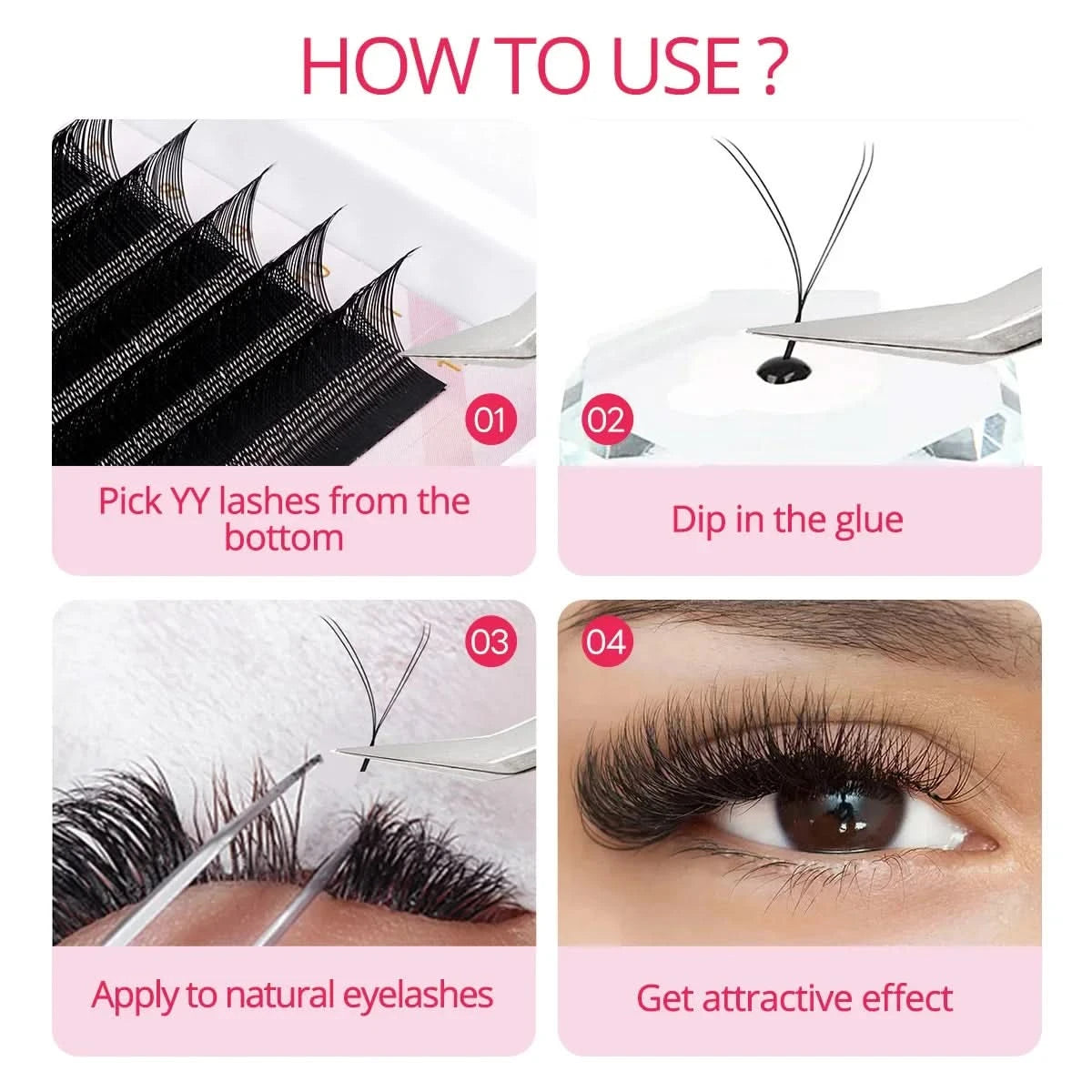 [Brazil Warehouse]ARISON Wholesale 10/30/50pcs YY/W-shape Lashes Premade Volume Eyelashes Extension 3D/4D/5D/6D/8D Lash