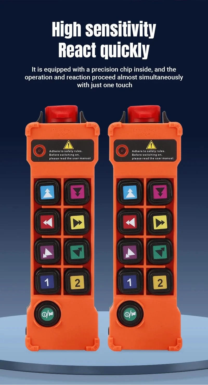 HENJEL H208 Crane Wireless Control Double Speed Waterproof Switch DC 12v 24v Waterproof and Dustproof Industrial Remote Control