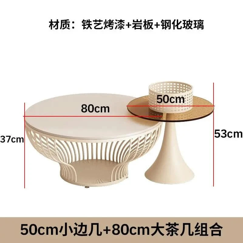 French Glass Top Coffee Table Round Glamour Modern Aesthetic Coffee Table Beauty Nordic Mesa De Centro Living Room Furniture