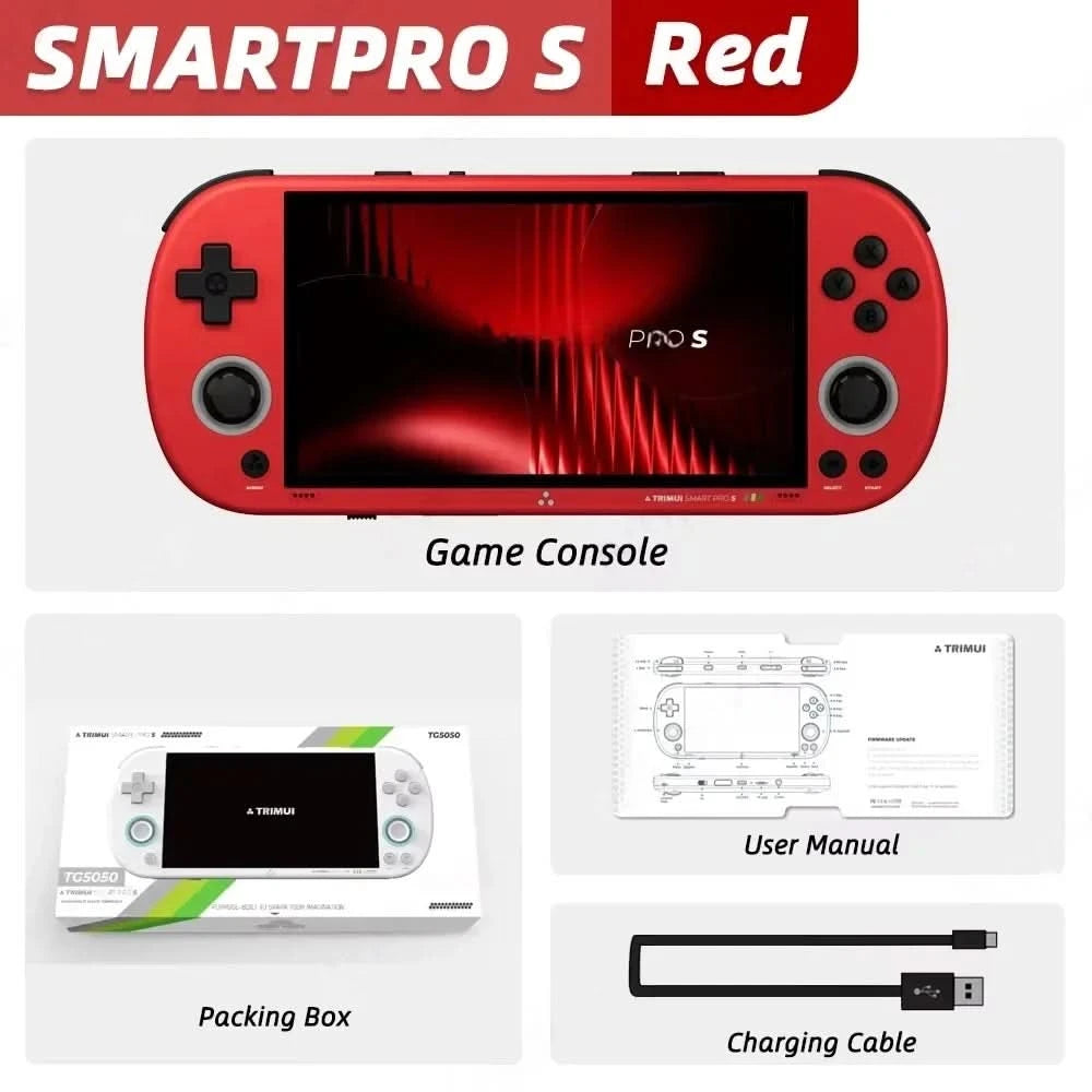 Trimui Smart Pro S Retro Handheld Game Console 4.96'' IPS Screen Linux System Joystick RGB Lighting Video Game Smartpros Gifts