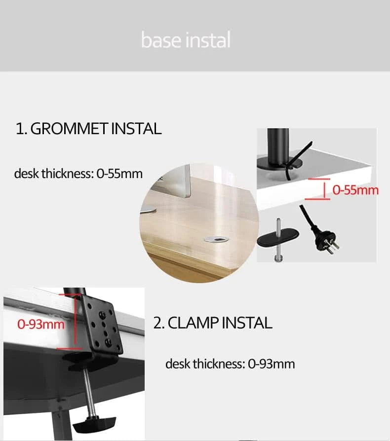 D-MOUNT MS02 9.9kg each head Full Motion 360 rotate Dual 10"-27" Monitor desktop holder stand long Mount Arm clamp and grommet