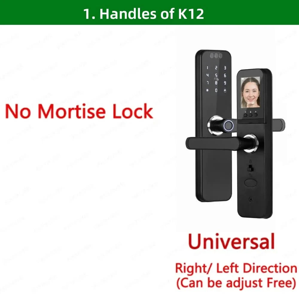 Do Brasil RAYKUBE K12 With lithium Rechargeable Batteries Tuya WiFi Camera Electronic Lock 3D Face Fingerprint Smart Door Lock