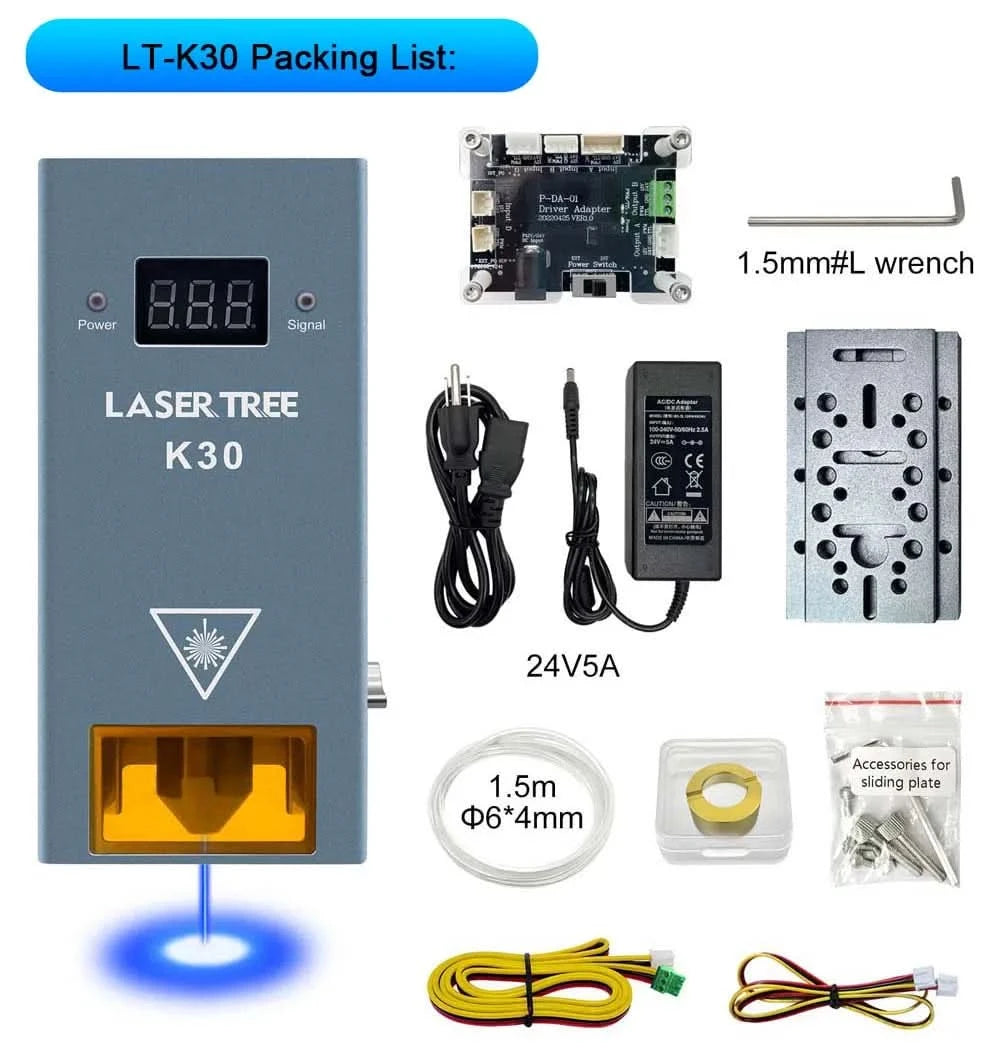LASER TREE Laser Module 10W/20W/30W/40W Optical Power with Air Assist Laser Head TTL Blue Light for Engraver Cutting Wood Tools