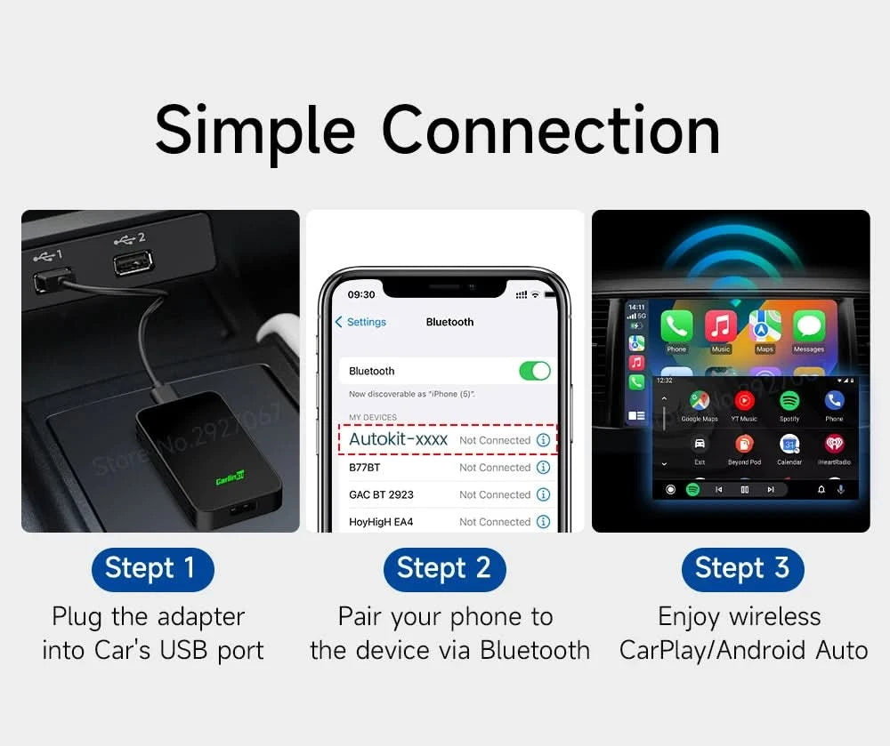 CarlinKit 5.0 4.0 Wireless CarPlay Adapter Android Auto Dongle Multi-Device Supported Wired To Wireless CarPlay Box Auto Connect
