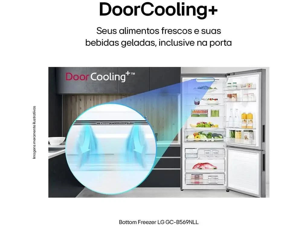 LG Frost Free Smart Inverse Silver Refrigerator/Cooler 451L Inox Look GC-B569NLLM.APZFSBS - 220V