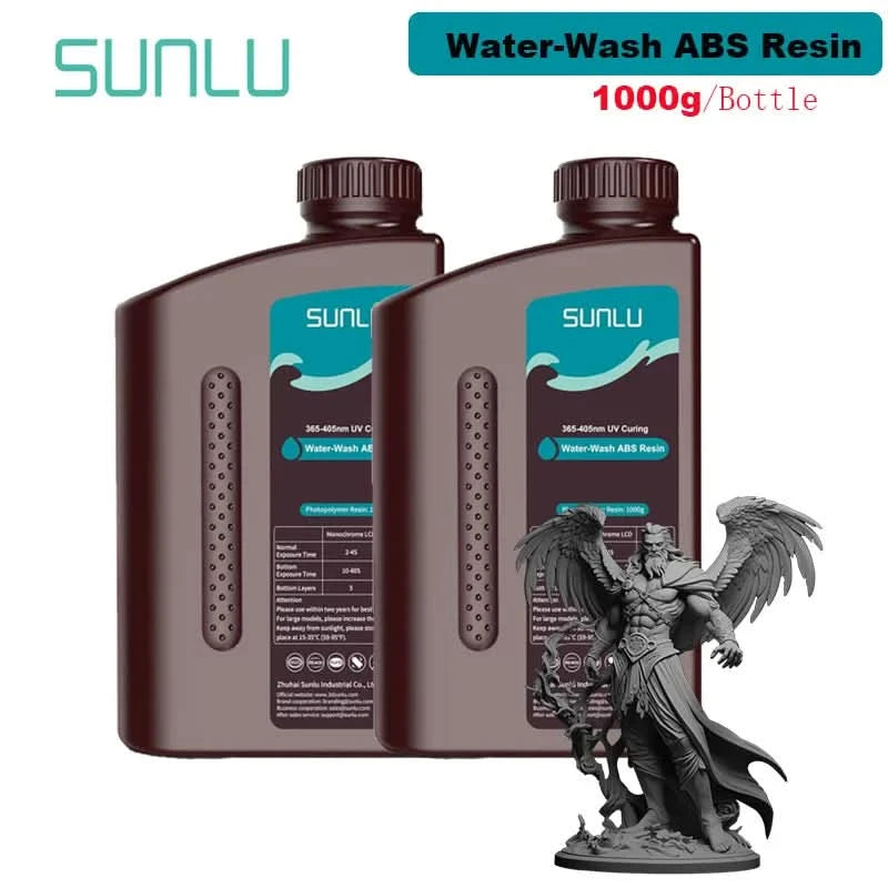 SUNLU 2KG Water Washable / Water Washable ABS Resin Resin 1000G/Bottle 405nm Rapid UV-Curing Photopolymer Resin For LCD 3D Print