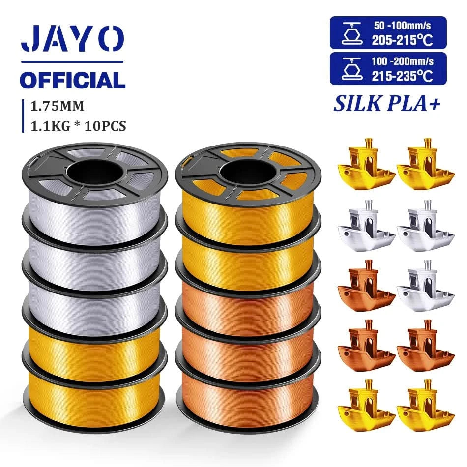JAYO 3D Filament 1.75mm PLA / PLA Plus / PLA Meta/ Silk PLA+/PLA Matte 3D Prnter Filament 1.1KG For FDM Multicolor Set 10Rolls