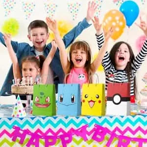 Pokemon Birthday Party Favors for Kids,110pcs Pokemon Party Supplies-Pikachu Goodie Bag Badges Sticker etc Pokemon Party Favors