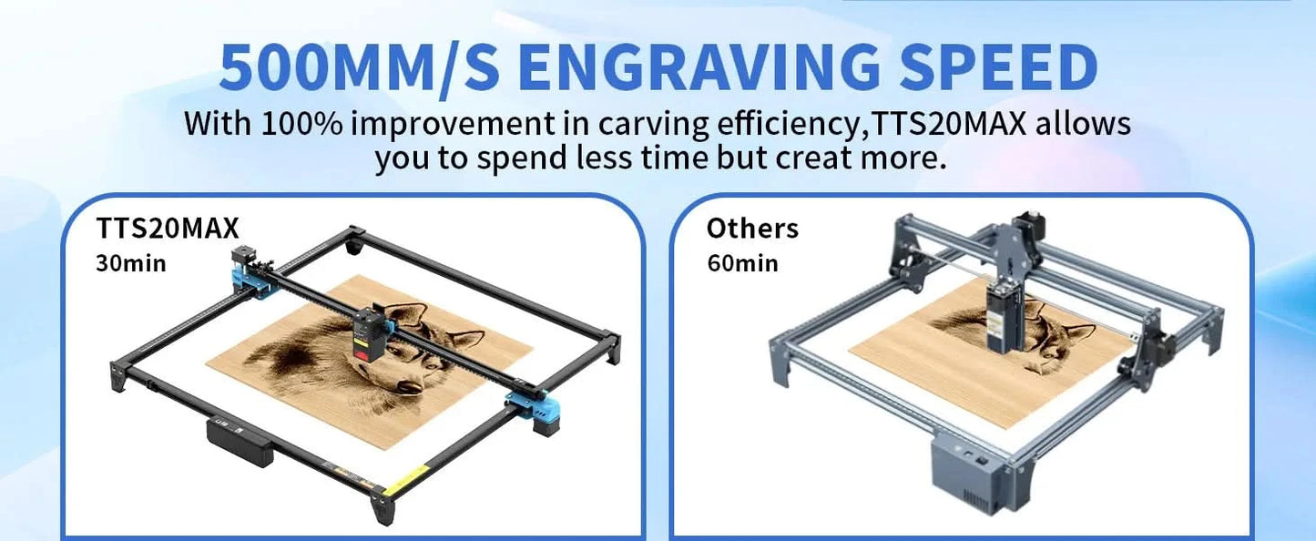 Twotrees TTS-20 Max Metal Laser Engraving Machine 600x600mm Work Area Laser Cutting Machine For Cutting MDF Acrylic Leather Wood