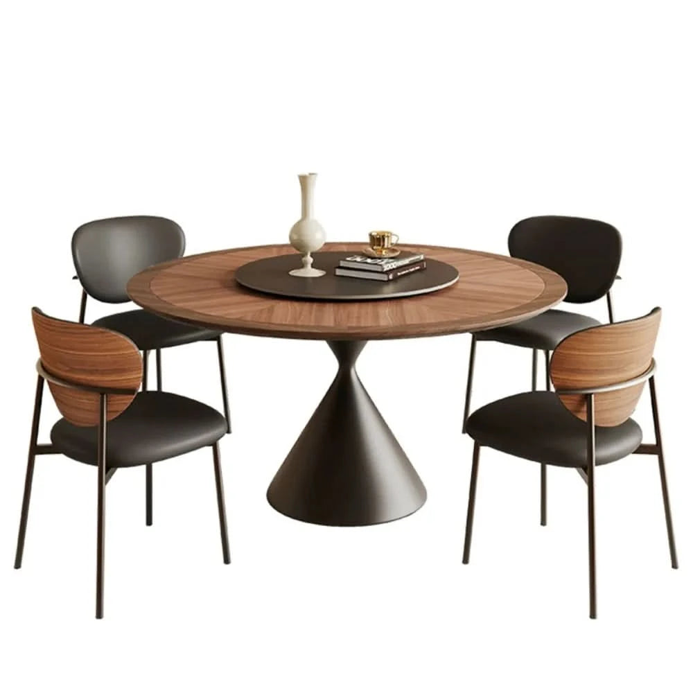 6 People Turntable Dining Table Vintage Legs Metal Design Round Coffee Table House Breakfast Juegos De Comedor Furnitures