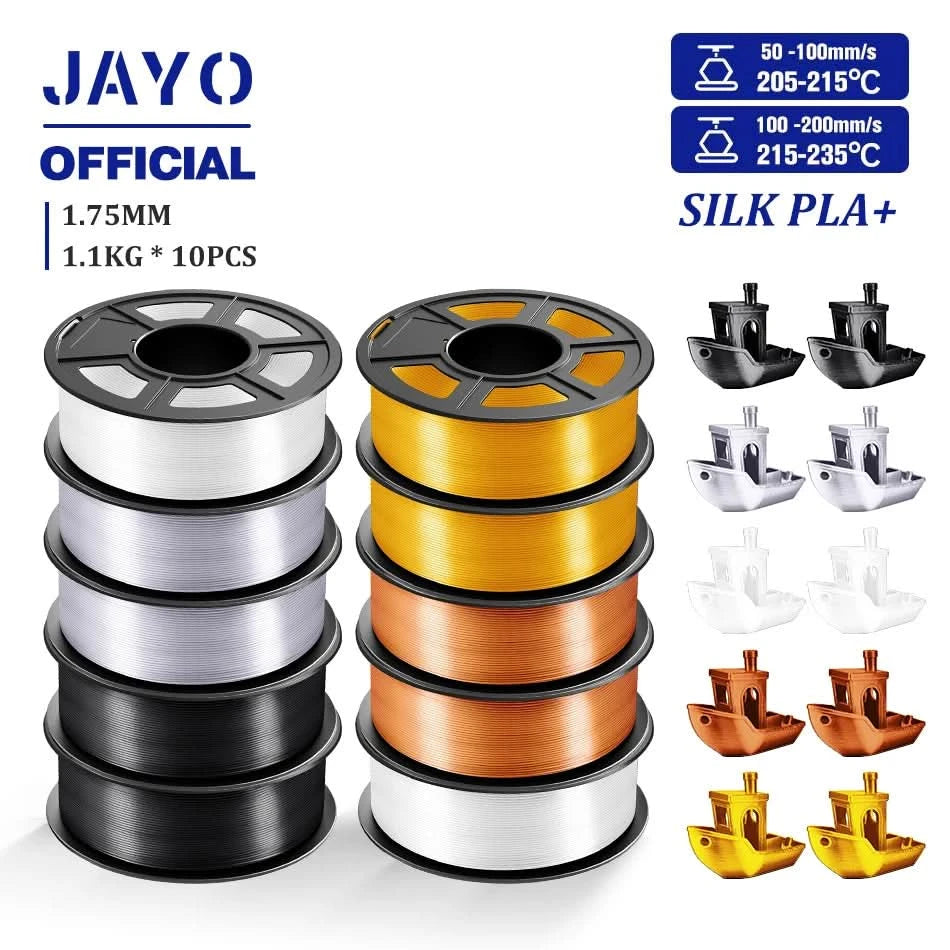 JAYO 3D Filament 1.75mm PLA / PLA Plus / PLA Meta/ Silk PLA+/PLA Matte 3D Prnter Filament 1.1KG For FDM Multicolor Set 10Rolls