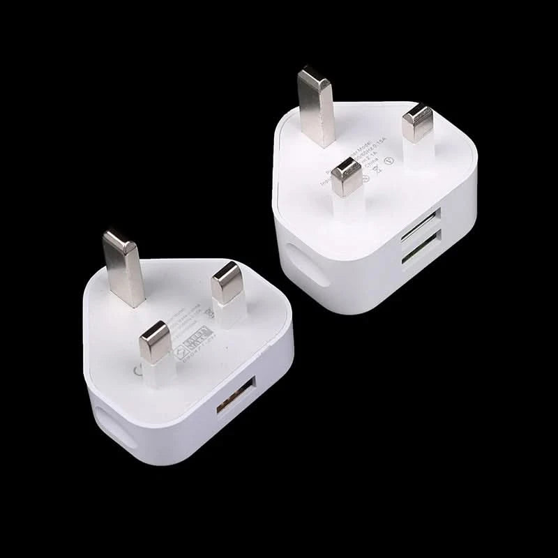 HUAHUA2025 NEW 1PCS Dual Port Fast Charger 5V/2.1A, UK 3 Pin Wall Adapter for Phones & Tablets, Multi-Device USB Charging Hub