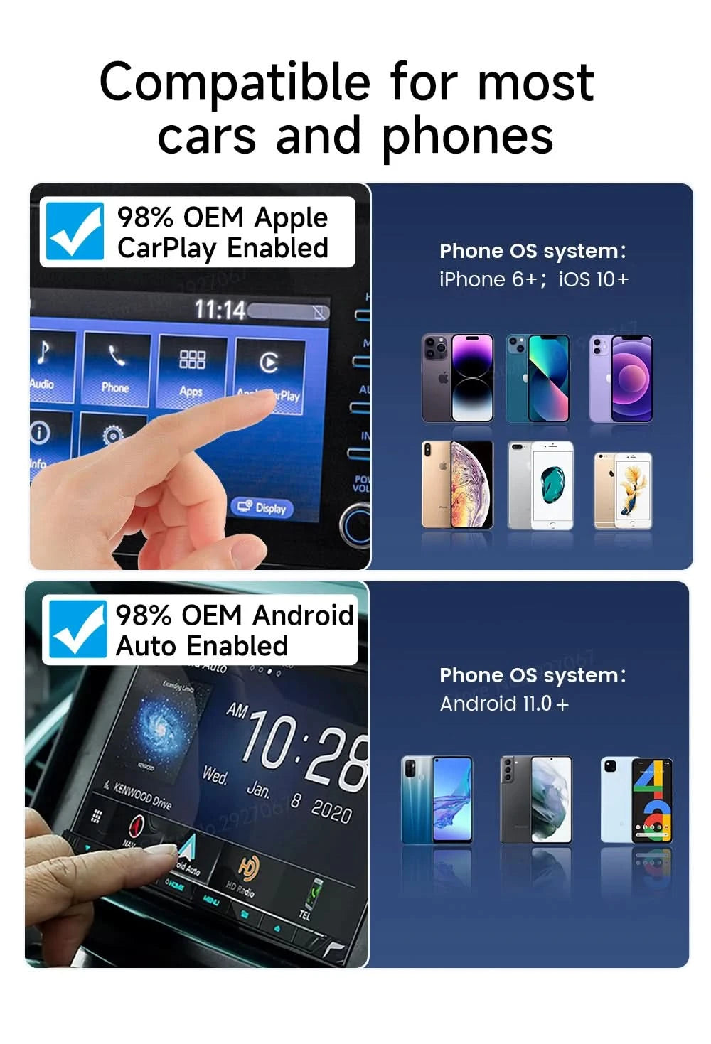 CarlinKit 5.0 4.0 Wireless CarPlay Adapter Android Auto Dongle Multi-Device Supported Wired To Wireless CarPlay Box Auto Connect