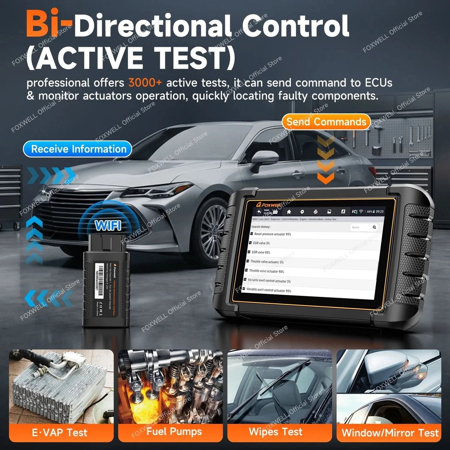 FOXWELL NT809BT OBD2 Bluetooth Car Diagnostic Tool All System Bi-Directional 30+ Reset Code Reader OBD2 Scanner Automotivo