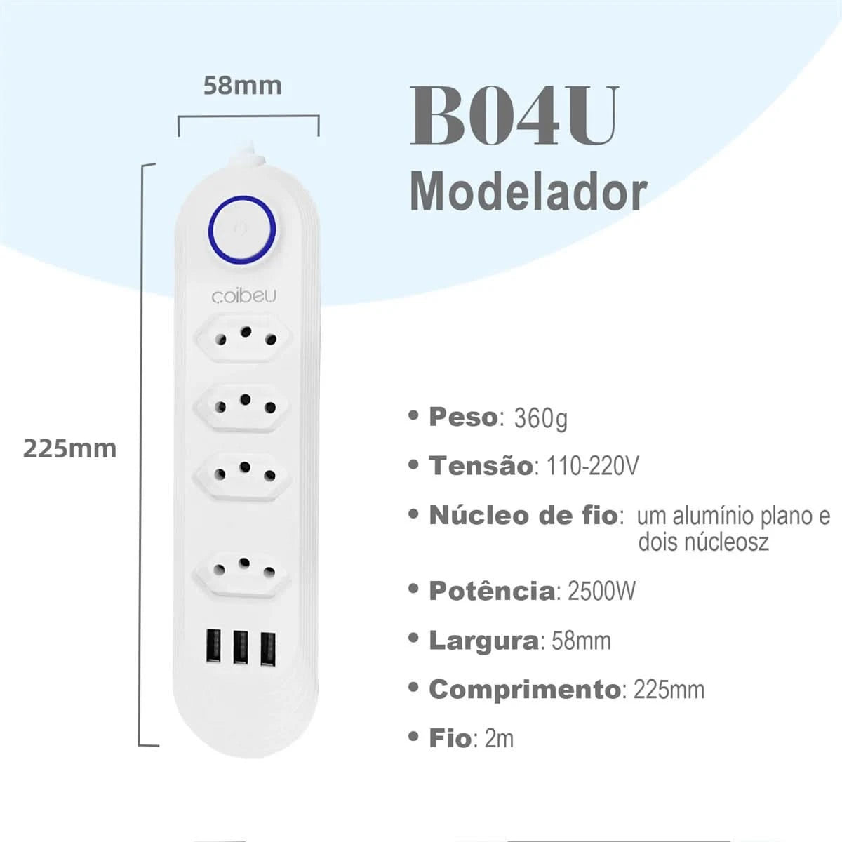 Extension Socket, Power Extension, USB Socket, Socket Line Filter, Regua Power Sockets, Electric Extension, 110-220V,10A