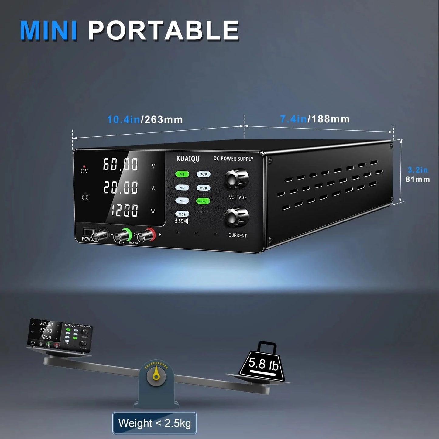 NICE-POWER 30V 10A Dual-Channel DC Lab Power Supply 60V 120V 240V Double Bench Power Source Positive & Negative Voltage Output