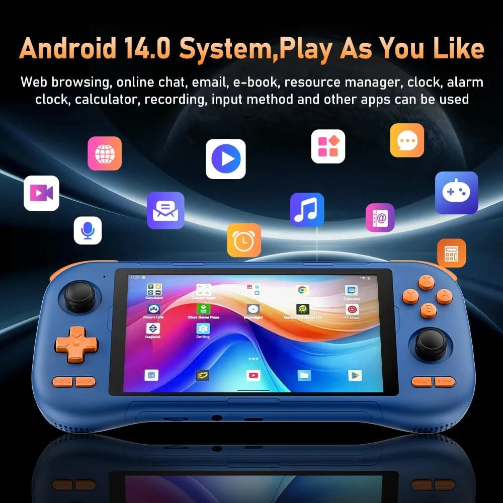 KINHANK K56 Handheld Game Console 5.5'' Touch Screen 50 Emulators for Android 14 PS1/PSP/DC/SS 5000mAh WIFI5 Retro Game Player