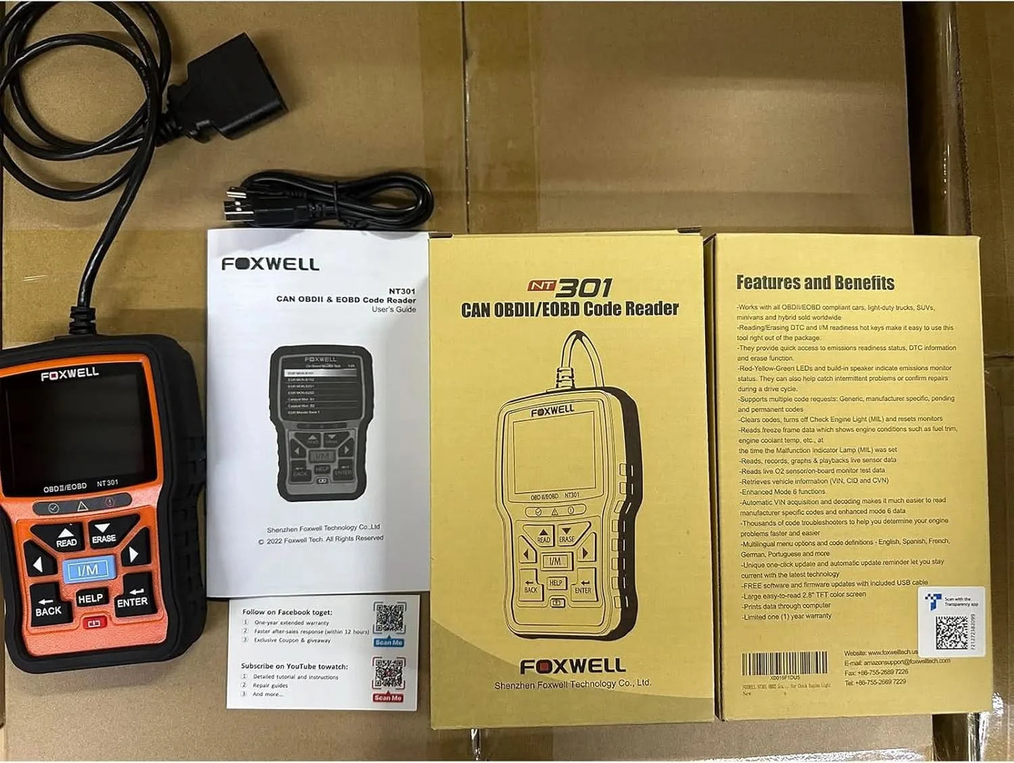 FOXWELL NT301 OBD2 Scanner Check Engine Code Reader Professional ODB2 OBD2 Automotive Scanner Car Diagnostic Tools PK ELM327