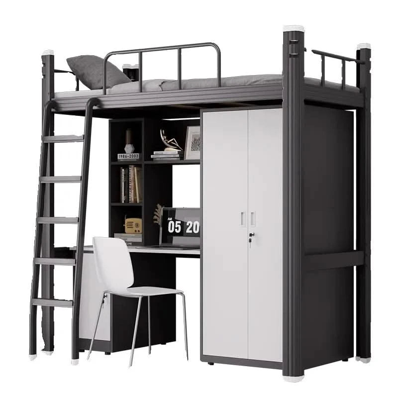 Upper Bed Lower Table Combined Bed College Dormitory Elevated Bed Small Apartment Household Wrought Iron Bed Apartment Bed